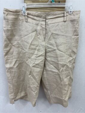 Allison Taylor khaki linen Bermuda shorts size 10 (36”X14”)